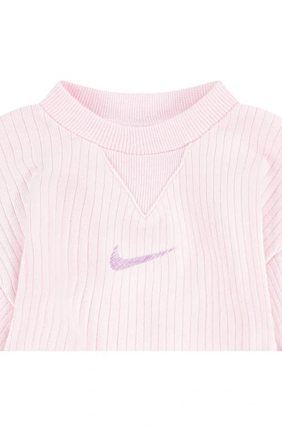 Shop Nike Ready Set Organic Cotton Rib Coveralls In Pink Foam