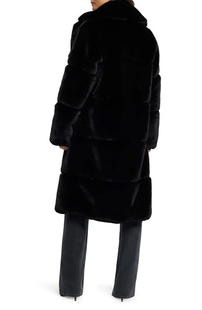 Shop River Island Paneled Faux Fur Coat In Black