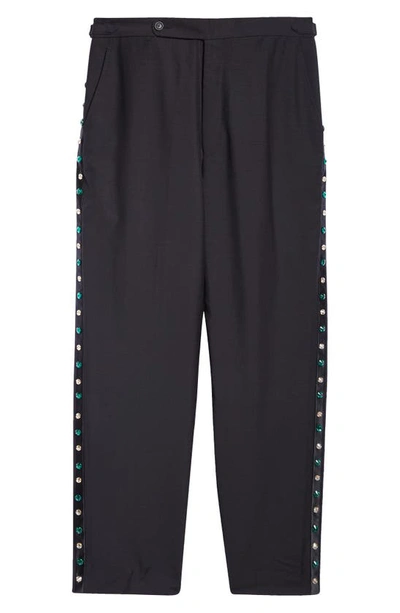 Bode Crystal Wool & Mohair Tuxedo Trousers In Black