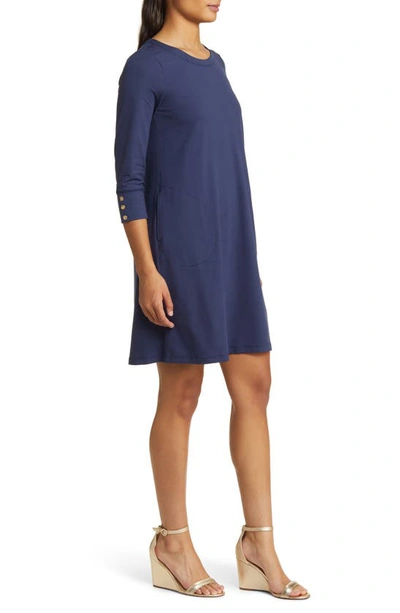 Shop Lilly Pulitzer Solia Downtime Upf 50+ Jersey Shift Dress In True Navy