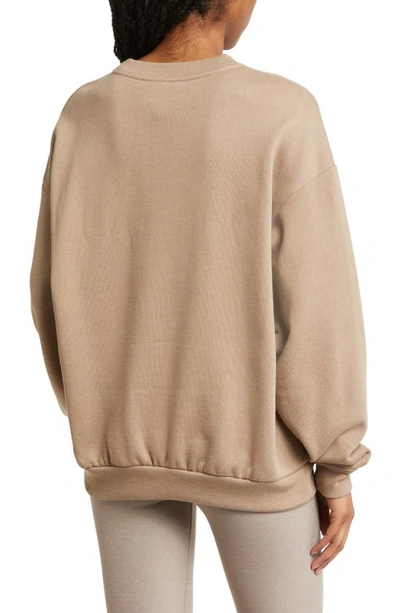 Shop Alo Yoga Accolade Crewneck Cotton Blend Sweatshirt In Gravel