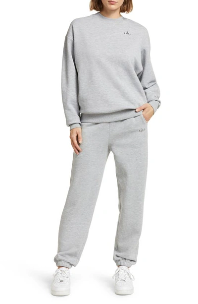 Shop Alo Yoga Accolade Crewneck Cotton Blend Sweatshirt In Athletic Heather Grey