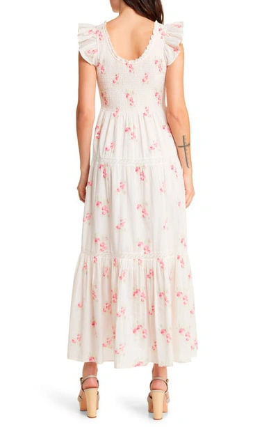 Shop Loveshackfancy Chessie Floral Smocked Cotton Maxi Dress In Berry Moment
