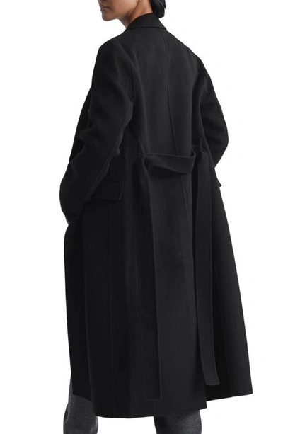 Shop Reiss Arla Belted Double Breasted Wool Blend Coat In Black