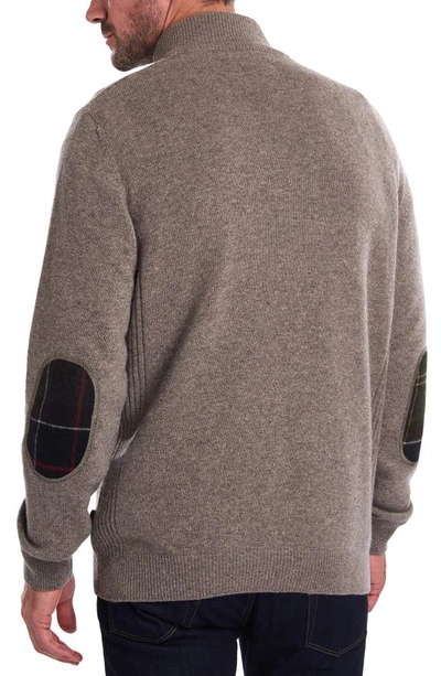 Barbour Holden Wool Tartan Trim Regular Fit Quarter Zip Mock Neck Sweater In Military Marl