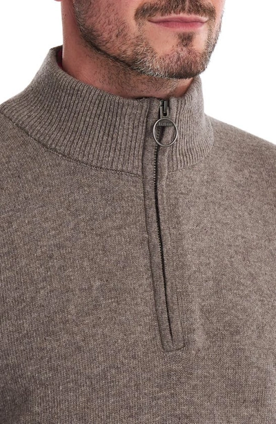 Barbour Holden Wool Tartan Trim Regular Fit Quarter Zip Mock Neck Sweater In Military Marl