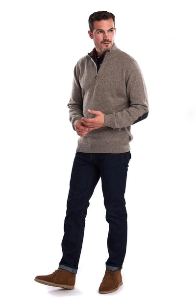 Barbour Holden Wool Tartan Trim Regular Fit Quarter Zip Mock Neck Sweater In Military Marl