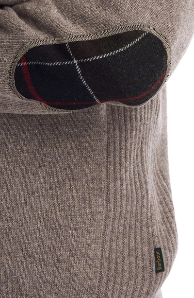 Barbour Holden Wool Tartan Trim Regular Fit Quarter Zip Mock Neck Sweater In Military Marl