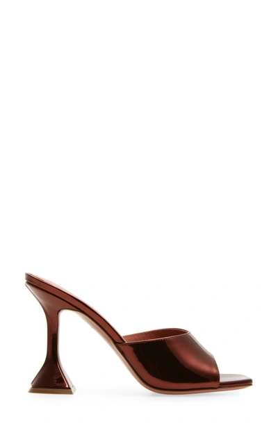 Shop Amina Muaddi Lupita Metallic Slide Sandal In Mirror Brown