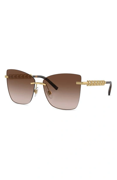 Shop Dolce & Gabbana 59mm Gradient Butterfly Sunglasses In Brown Gradient