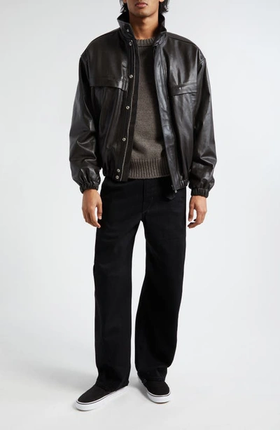 Shop Lemaire Boxy Leather Jacket In Dark Chocolate Br490
