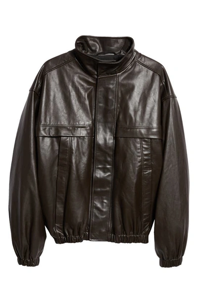 Shop Lemaire Boxy Leather Jacket In Dark Chocolate Br490