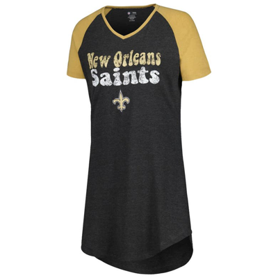 Shop Concepts Sport Black/gold New Orleans Saints Raglan V-neck Nightshirt