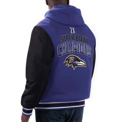 Shop G-iii Sports By Carl Banks Purple/black Baltimore Ravens Player Option Full-zip Hoodie