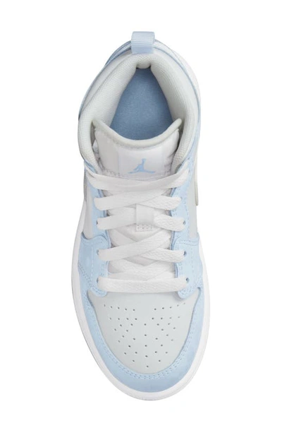 Shop Nike Kids' Air Jordan 1 Mid Sneaker In Blue Tint/ Ice Blue/ White