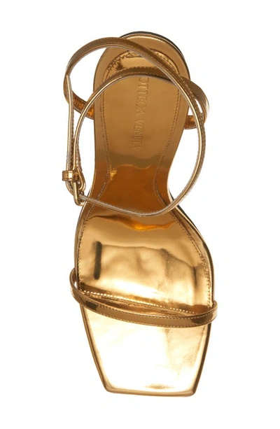 Bottega Veneta Metallic Knot-heel Ankle-strap Sandals In Gold