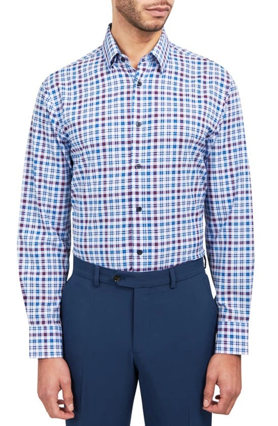Shop Wrk Check Performance Dress Shirt In Blue/ Red