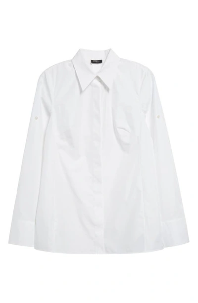 Akris Cotton & Silk Button-up Tunic Shirt In 011 Ecru