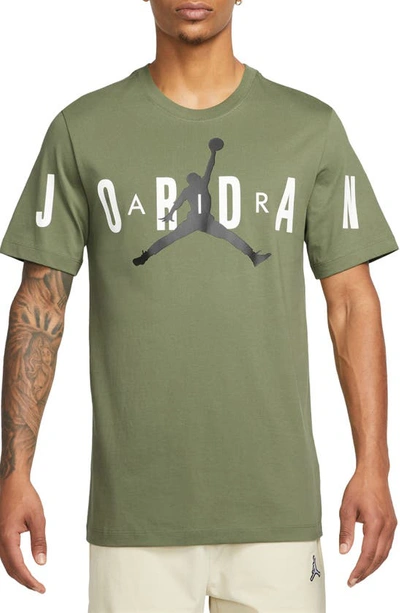 Shop Jordan Air Graphic Tee In Sky J Lt Olive/ White/ Black