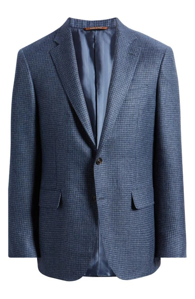 Shop Canali Kei Trim Fit Houndstooth Check Cashmere Sport Coat In Blue