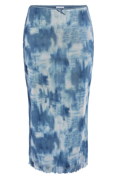 Noisy May Lucia Printed Mesh Maxi Skirt In Bright White Aop Blu