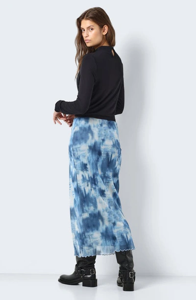 Shop Noisy May Lucia Printed Mesh Maxi Skirt In Bright White Aop Blu