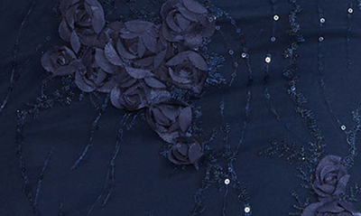 Dress The Population Lia Sequin & Flower Appliqué Sheath Dress In Navy