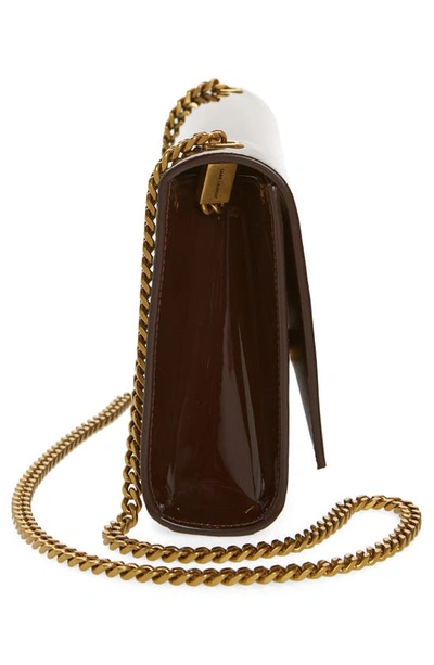 Shop Saint Laurent Medium Kate Patent Leather Chain Shoulder Bag In Spicy Chocolate