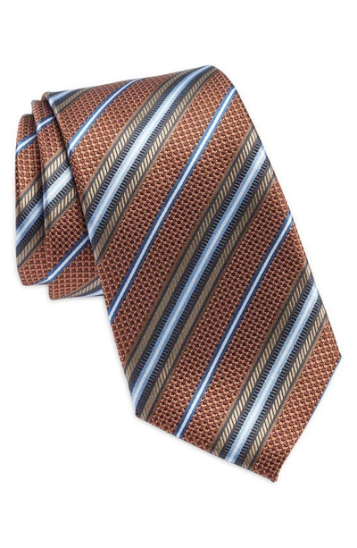 Shop Nordstrom Stripe Silk Tie In Brown