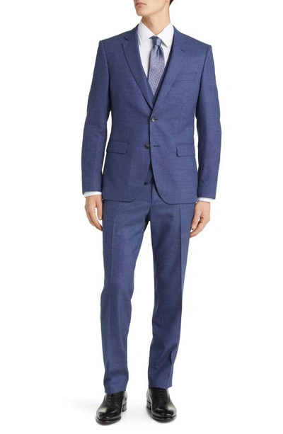 Shop Hugo Boss Huge Virgin Wool Blend 3-piece Suit In Bright Blue