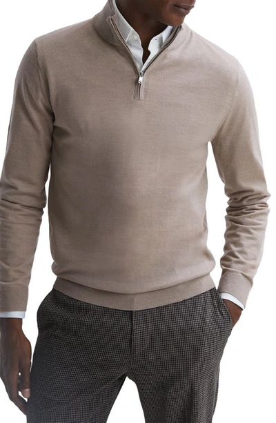 Shop Reiss Blackhall Wool Quarter-zip Sweater In Mink