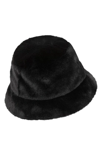 Shop Nike Apex Swoosh Faux Fur Bucket Hat In Black/ White