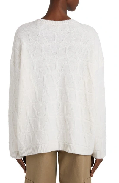 Shop Valentino Tonal Iconograph Jacquard Oversize Virgin Wool Sweater In Avorio