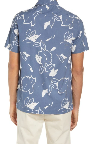 Shop Ted Baker Ashby Floral Short Sleeve Button-up Shirt In Blue