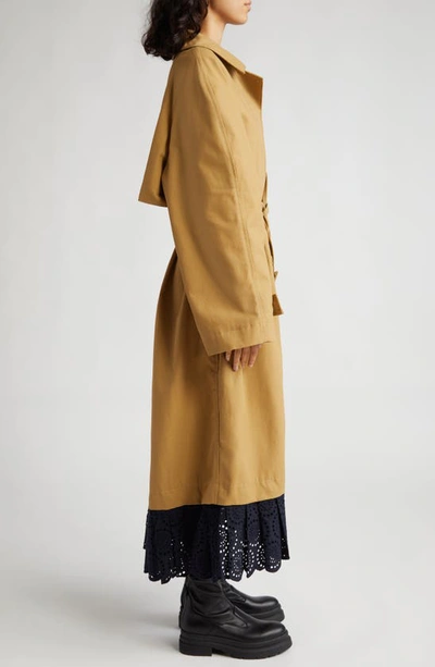 Shop Sea Maeve Eyelet Detail Cotton Trench Coat In Multi