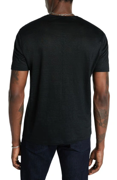 Shop John Varvatos Lagoa Slubbed Organic Linen T-shirt In Black