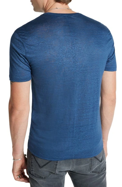 Shop John Varvatos Lagoa Slubbed Organic Linen T-shirt In Lake Blue