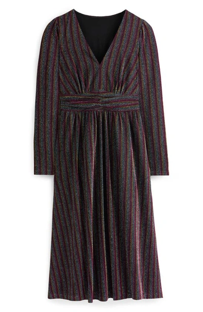 Shop Boden Metallic Stripe Long Sleeve Sweater Dress In Burgundy Multi Stripe
