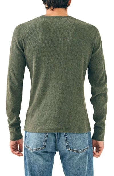 Shop Faherty Surplus Long Sleeve Organic Cotton Waffle Henley In Olive Heather