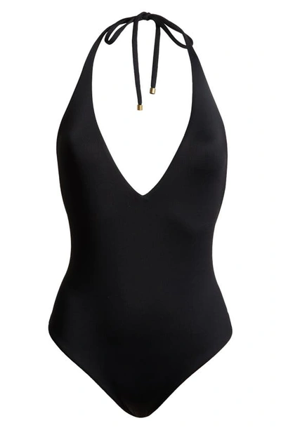 Shop Vitamin A ® Bianca Plunge One-piece Swimsuit In Black Eco Lux