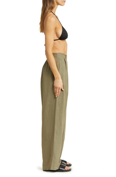 Shop Vitamin A ® The Getaway High Waist Wide Leg Linen Cover-up Pants In Agave Eco Linen