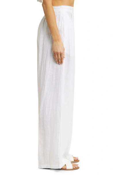 Shop Vitamin A The Getaway High Waist Wide Leg Linen Cover-up Pants In White Eco Linen
