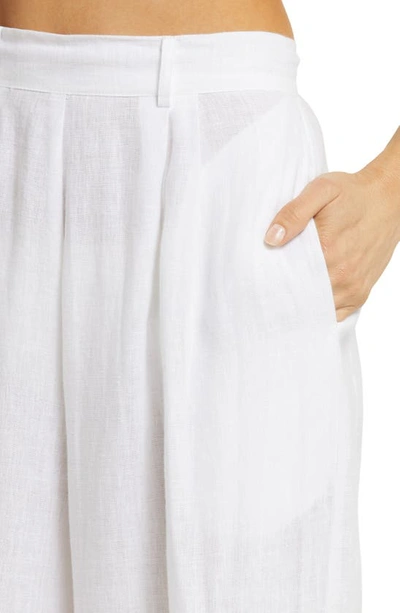 Vitamin A The Getaway High Waist Wide Leg Linen Cover-up Pants In White Eco Linen