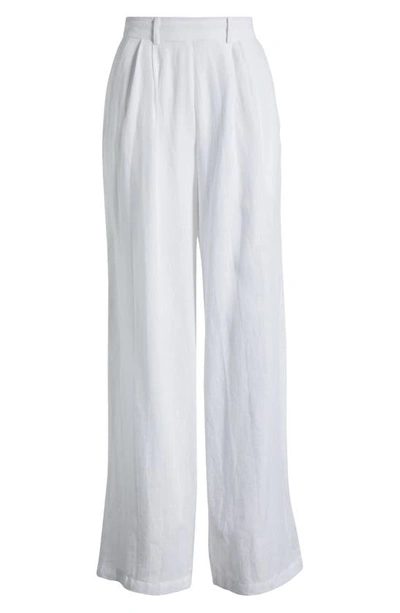 Shop Vitamin A The Getaway High Waist Wide Leg Linen Cover-up Pants In White Eco Linen