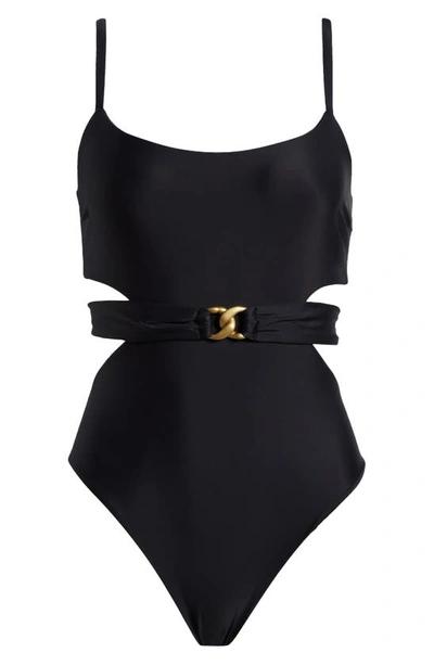 Shop Vitamin A ® Luxe Link Belted One-piece Swimsuit In Black