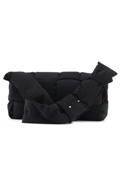 Bottega Veneta Padded Tech Cassette Messenger Bag In 1001 Black/ Papaya