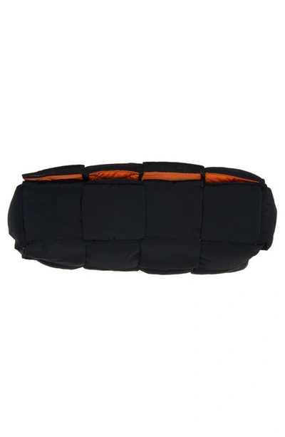 Bottega Veneta Padded Tech Cassette Messenger Bag In 1001 Black/ Papaya