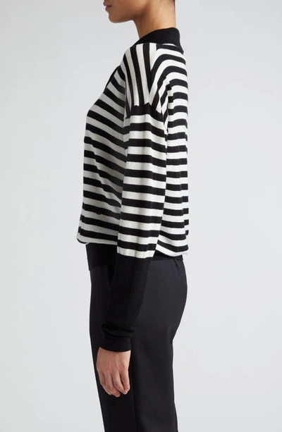 Shop Maria Mcmanus Stripe Long Sleeve Organic Cotton & Recycled Cashmere Polo In Black Stripe