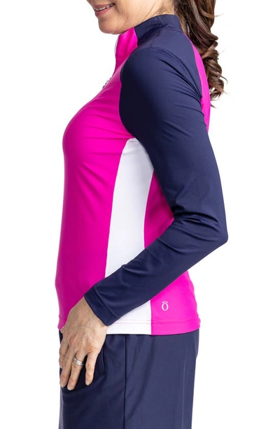 Shop Kinona Cap To Tap Long Sleeve Polo Golf Top In Open Air Pink