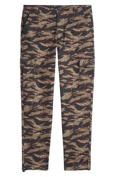 Shop Asos Design Camo Print Tapered Cargo Pants In Black Multi